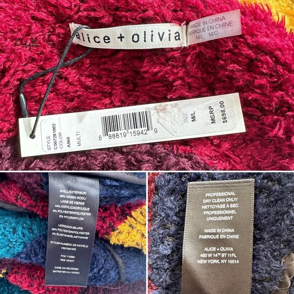 Alice + Olivia Muriel Striped Wool Oversized Vest Shawl Size M/L - Picture 11 of 13